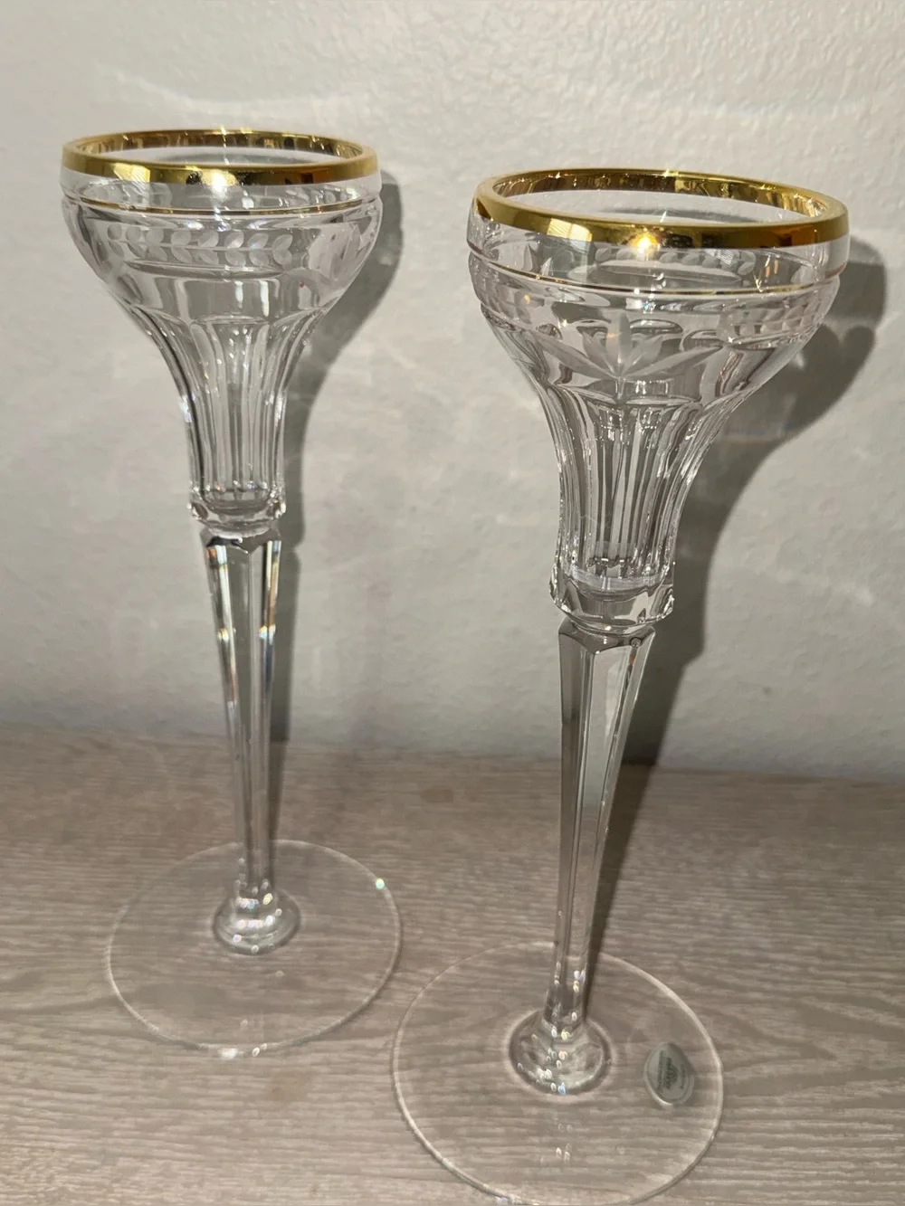 Patrician by GORHAM CRYSTAL, Vintage Gorham Crystal Gold Rim x2